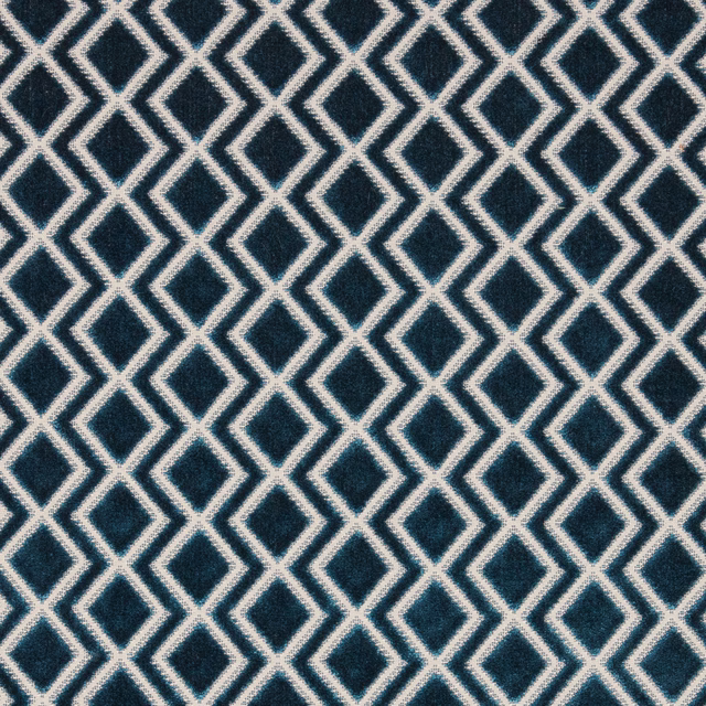 Teal velvet with ivory diamond lattice pattern and soft pile texture