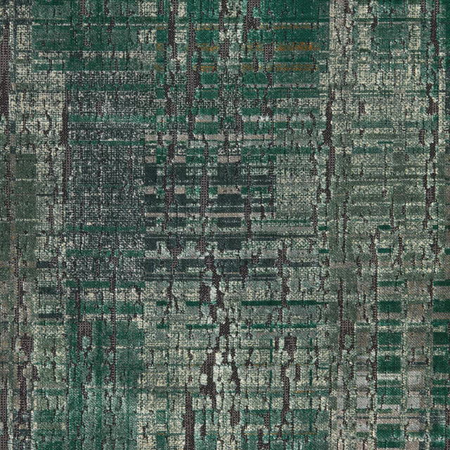 Cool teal abstract velvet with dark charcoal linear patterning