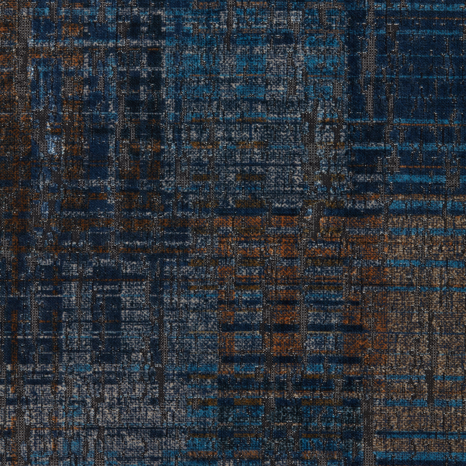 Abstract midnight blue velvet swatch with teal and rust flecks