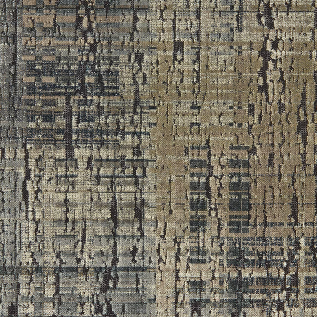 Stone taupe abstract velvet with charcoal distressed grid pattern