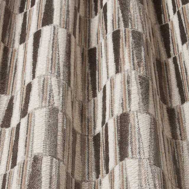 Wavy striped velvet swatch in dove grey, taupe and cream