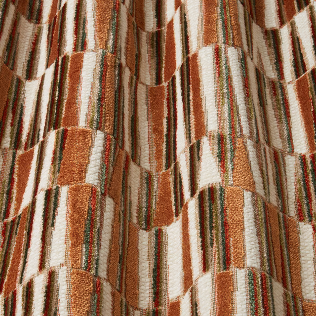 Sienna and cream striped velvet swatch with wave-like textured bands