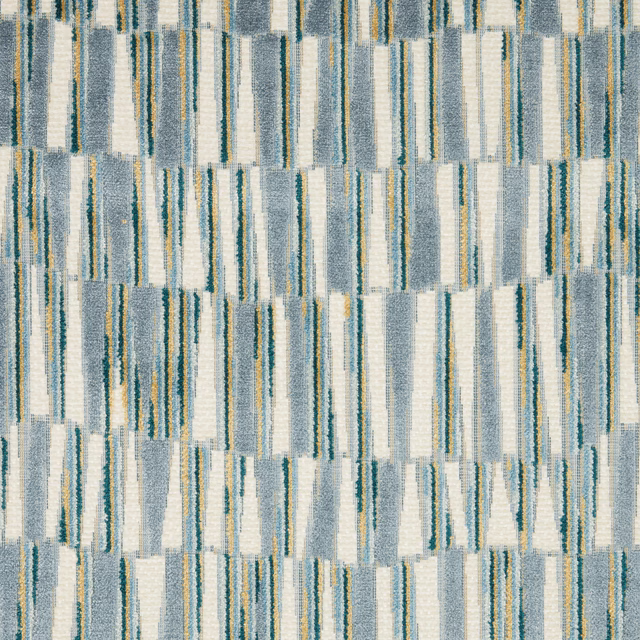 Abstract teal, ivory and blue-grey velvet with vertical striations