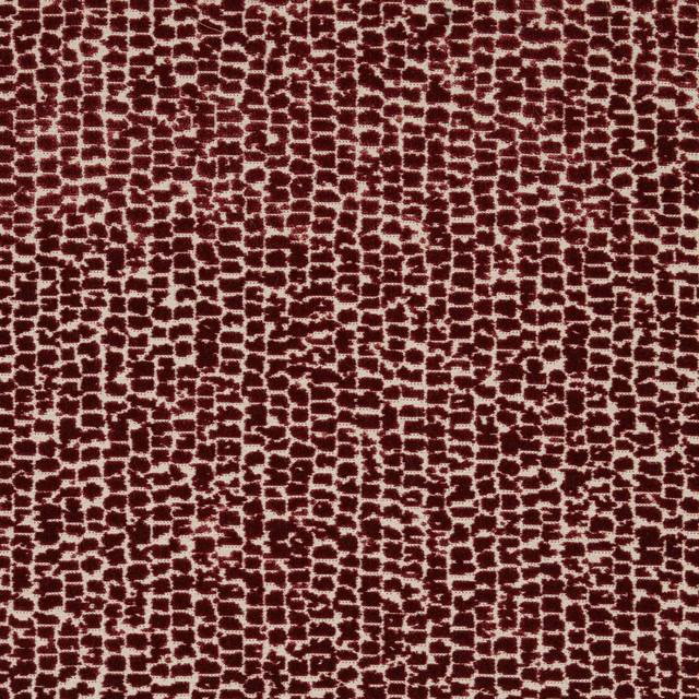 Claret and cream abstract velvet with a tight mosaic pattern