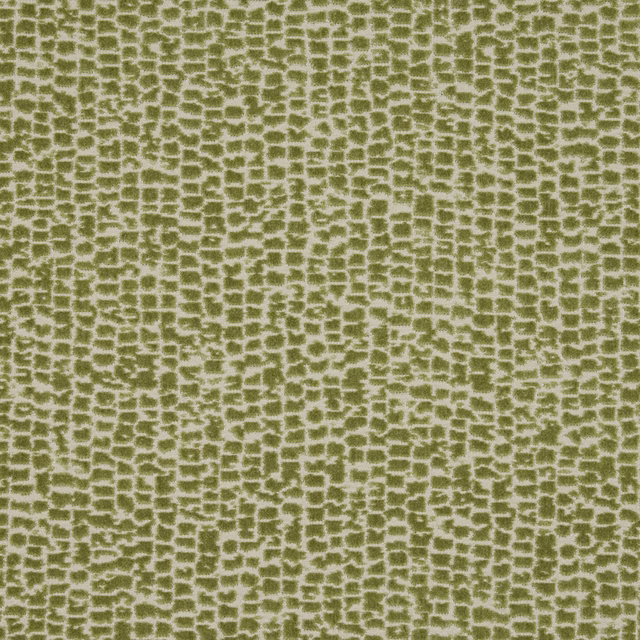 Olive green geometric velvet with pale ground and small broken pattern