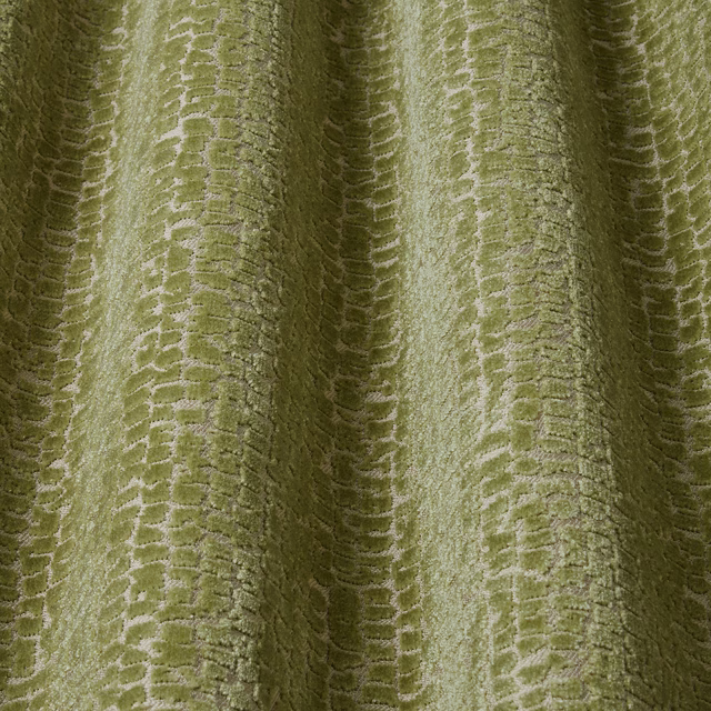 Olive green wavy velvet with ribbed texture and soft sheen