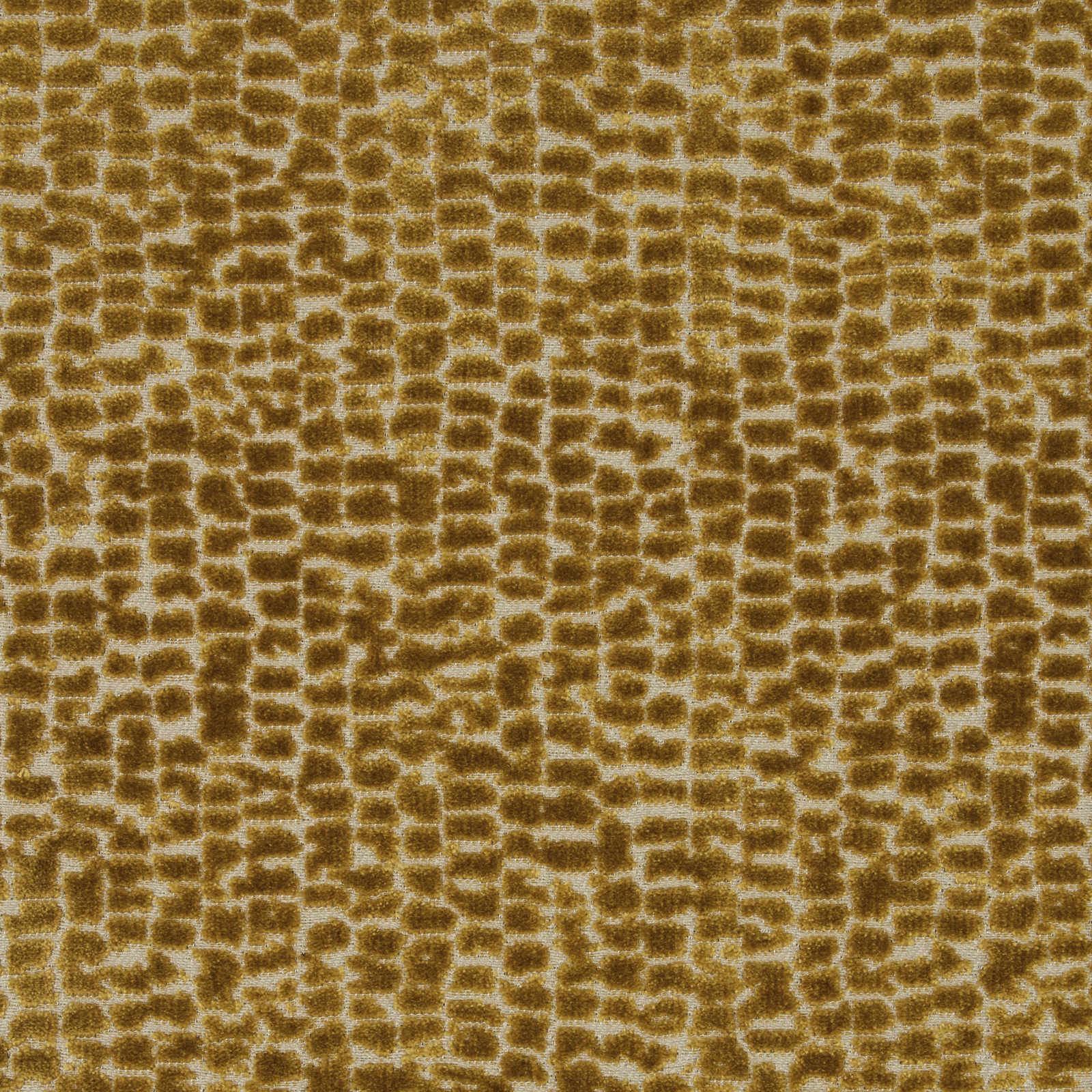 Saffron gold geometric velvet with a soft mottled texture and raised pattern
