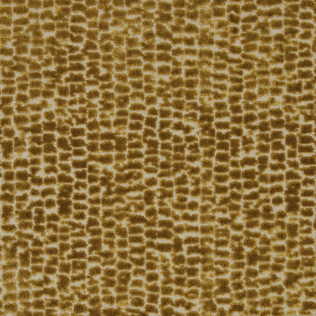Saffron gold geometric velvet with a soft mottled texture and raised pattern