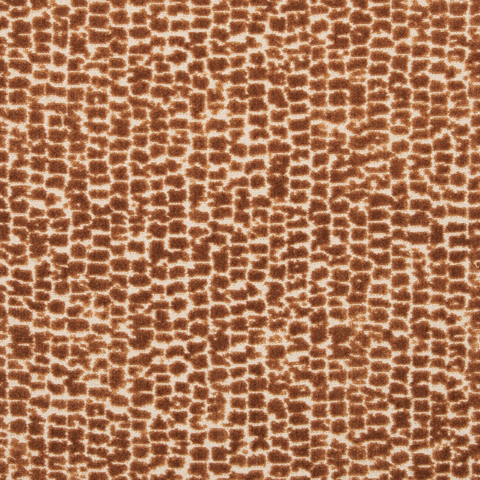 Cream and sienna abstract velvet with small pebble-like marks