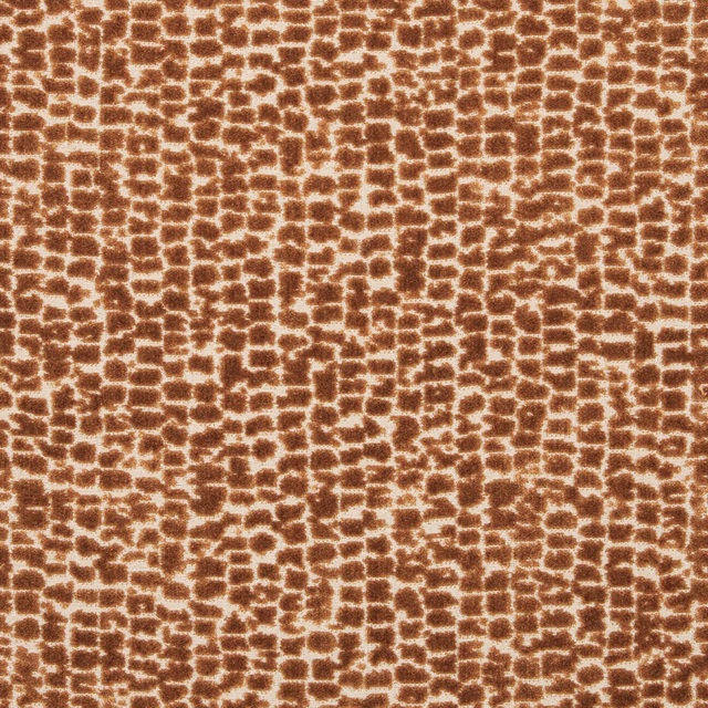 Cream and sienna abstract velvet with small pebble-like marks