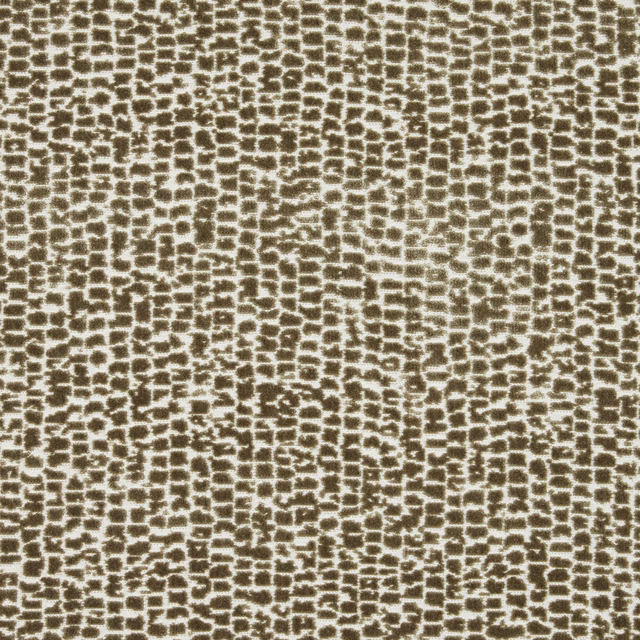 Taupe and brown irregular geometric velvet swatch with soft low sheen