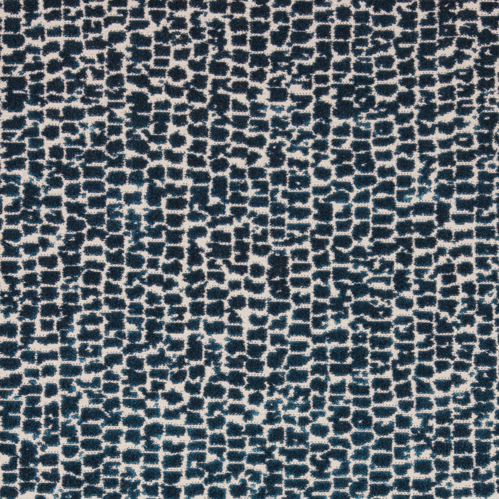 Abstract teal and ivory velvet with a small blocky pattern