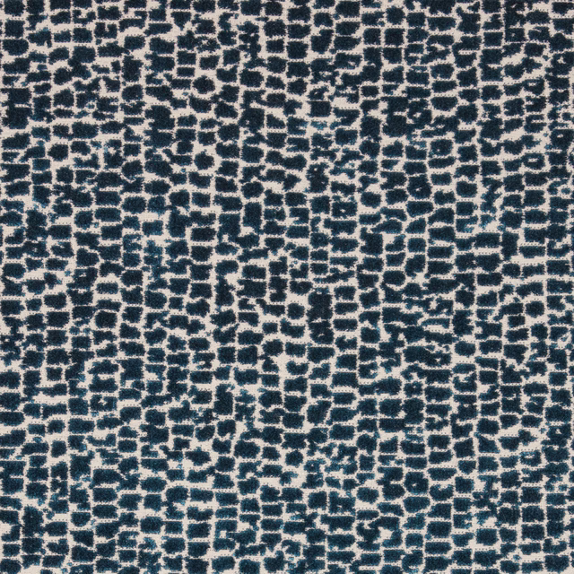 Abstract teal and ivory velvet with a small blocky pattern