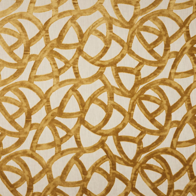 Saffron gold looped velvet pattern on an ivory ground