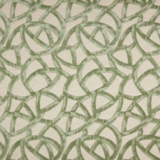 Seafoam green looping velvet geometric pattern on a light ground