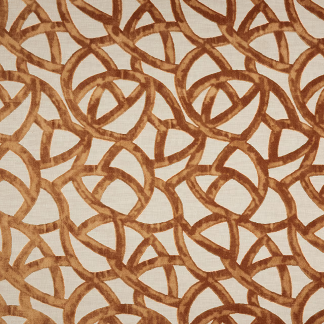 Warm sienna looped velvet pattern on an ivory ground