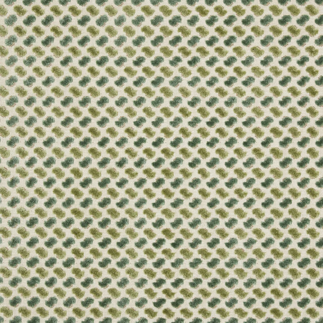 Cream velvet swatch with small jade and olive geometric dots