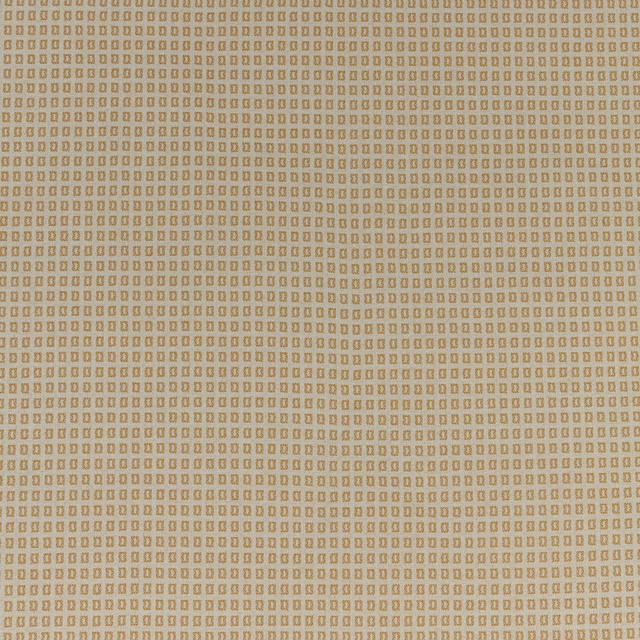 Close-up of small mustard geometric weave on a pale ground