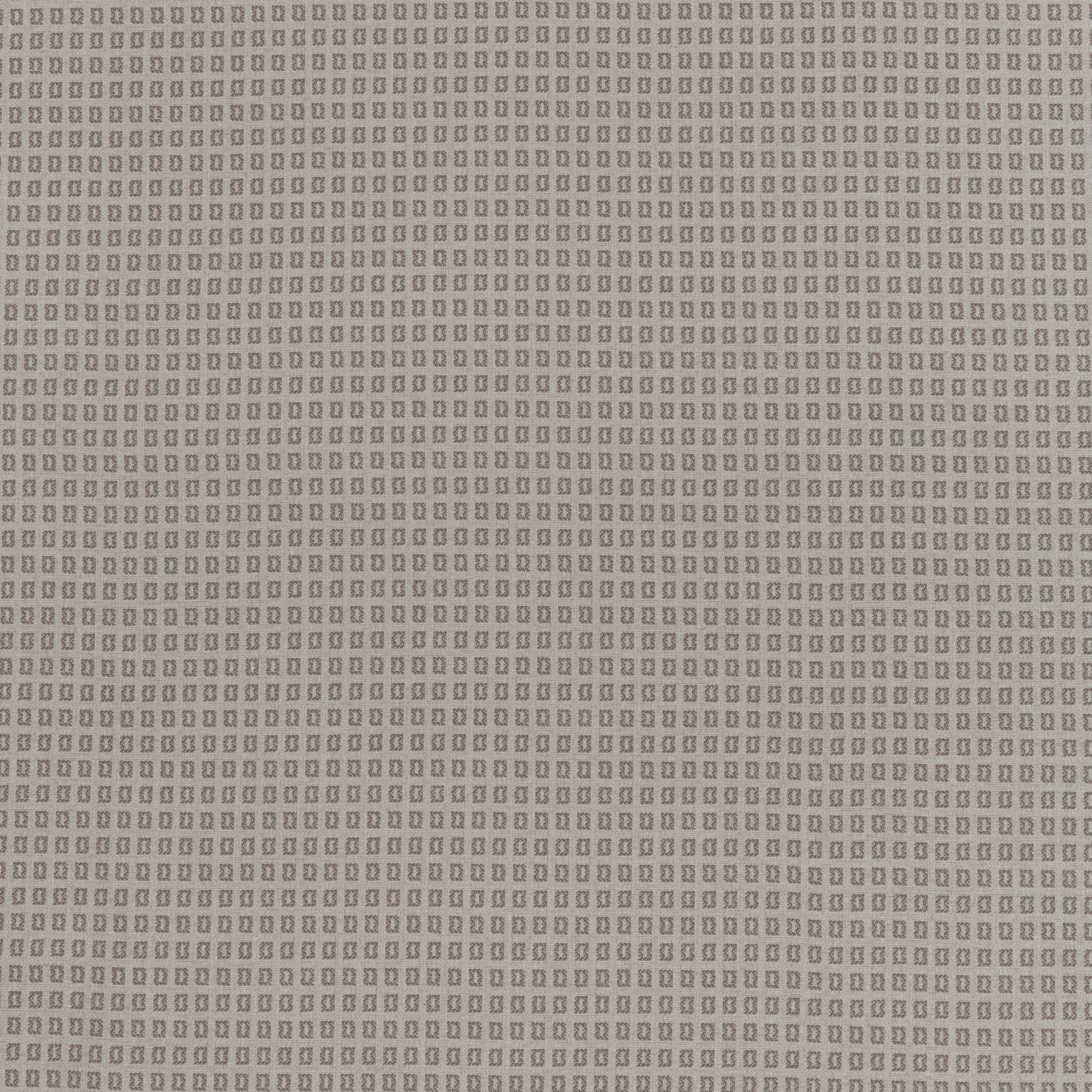 Close-up of taupe micro geometric woven fabric with a small repeating square pattern
