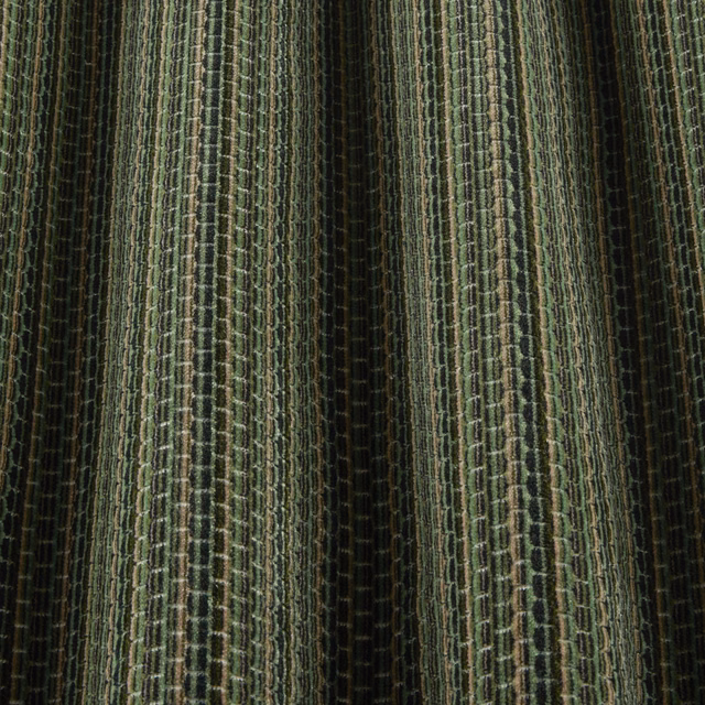 Dark green striped woven fabric with wavy lattice texture and olive accents