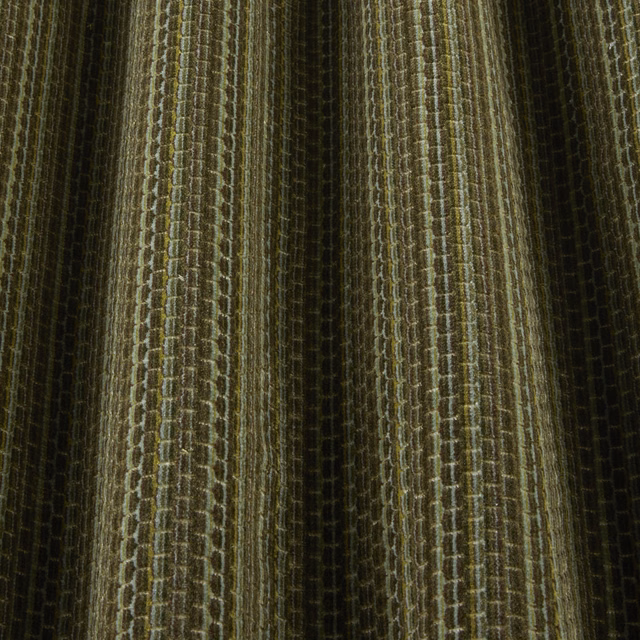Pistachio and olive woven grid fabric with vertical wavy stripes