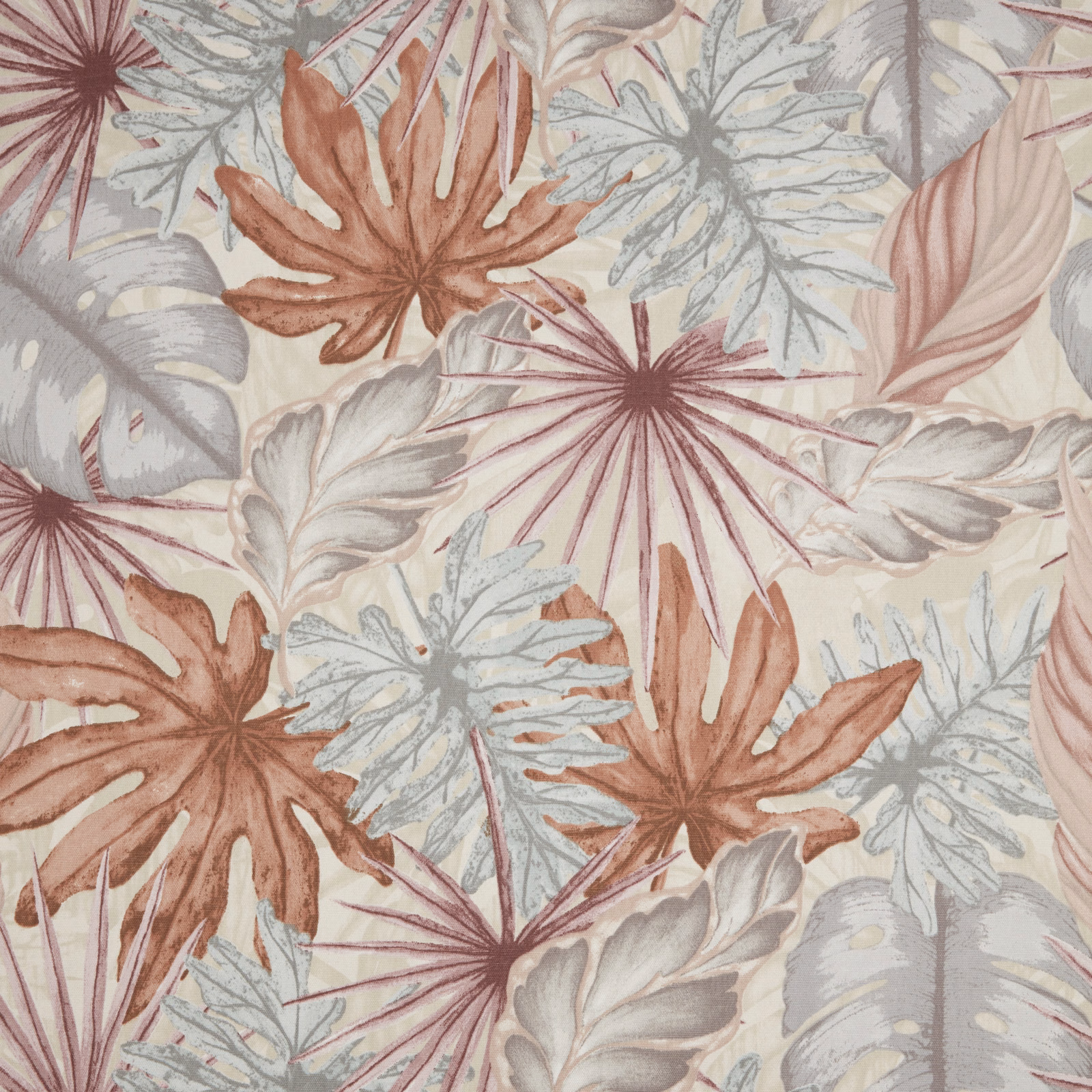 Large botanical fabric print in dusty rose, blush, sage-grey and ivory