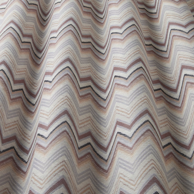 Wavy zigzag fabric in dusty rose, taupe and cream tones