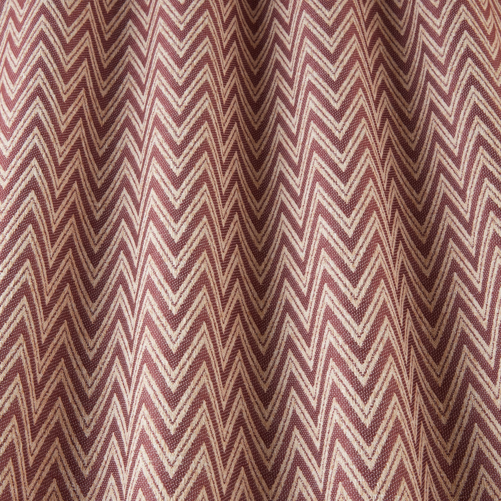 Bilberry plum and cream chevron woven fabric with a large zigzag pattern