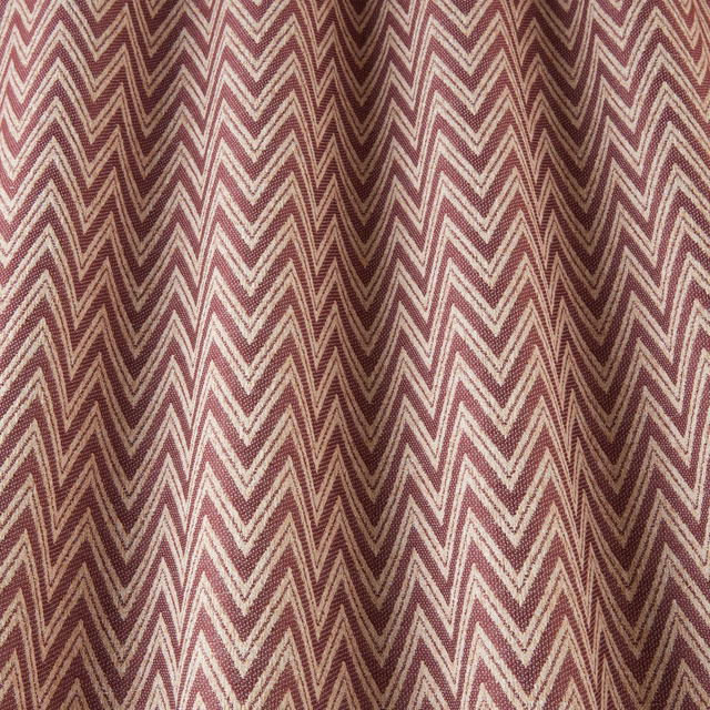 Bilberry plum and cream chevron woven fabric with a large zigzag pattern