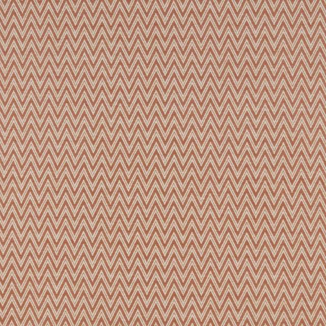 Terracotta chevron fabric swatch with cream geometric zigzag pattern