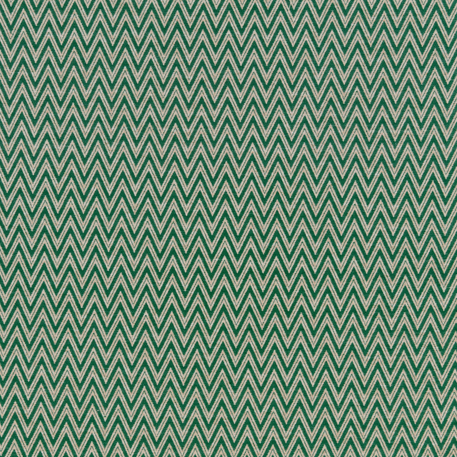 Jade green chevron geometric fabric on a taupe ground