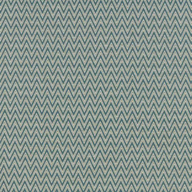 Petrol teal and ivory chevron fabric swatch with fine woven texture