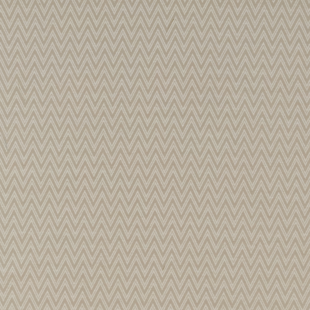 Stone beige chevron geometric fabric with fine ivory zigzag pattern