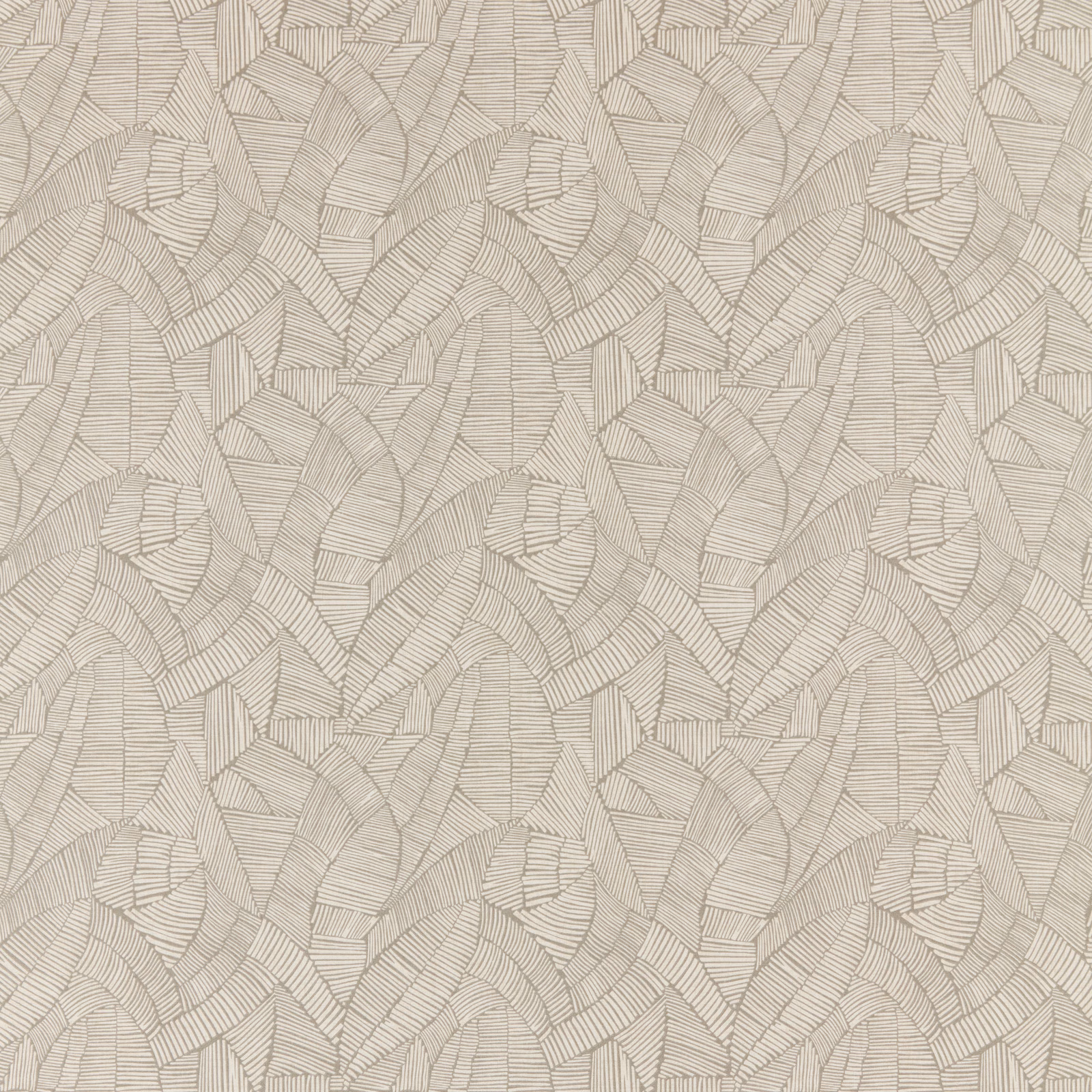 Soft mineral cream geometric fabric with interlocking linear leaf shapes