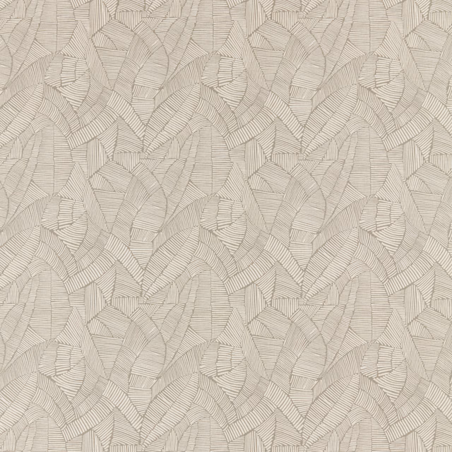 Soft mineral cream geometric fabric with interlocking linear leaf shapes