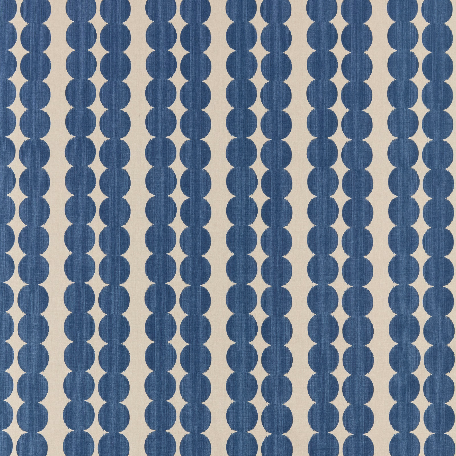 Blue vertical geometric segments on an ivory textured fabric ground