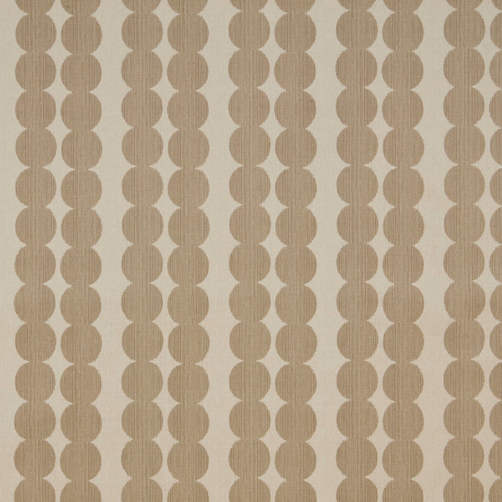 Stone beige geometric fabric with linked oval columns on a flat ground