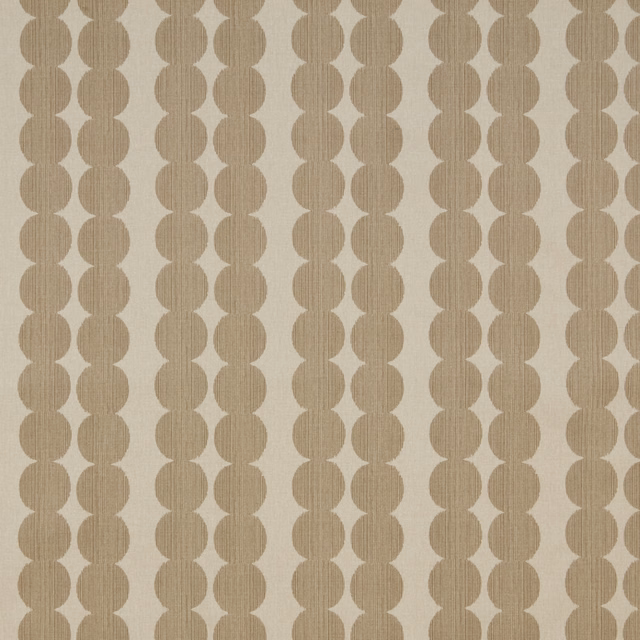 Stone beige geometric fabric with linked oval columns on a flat ground