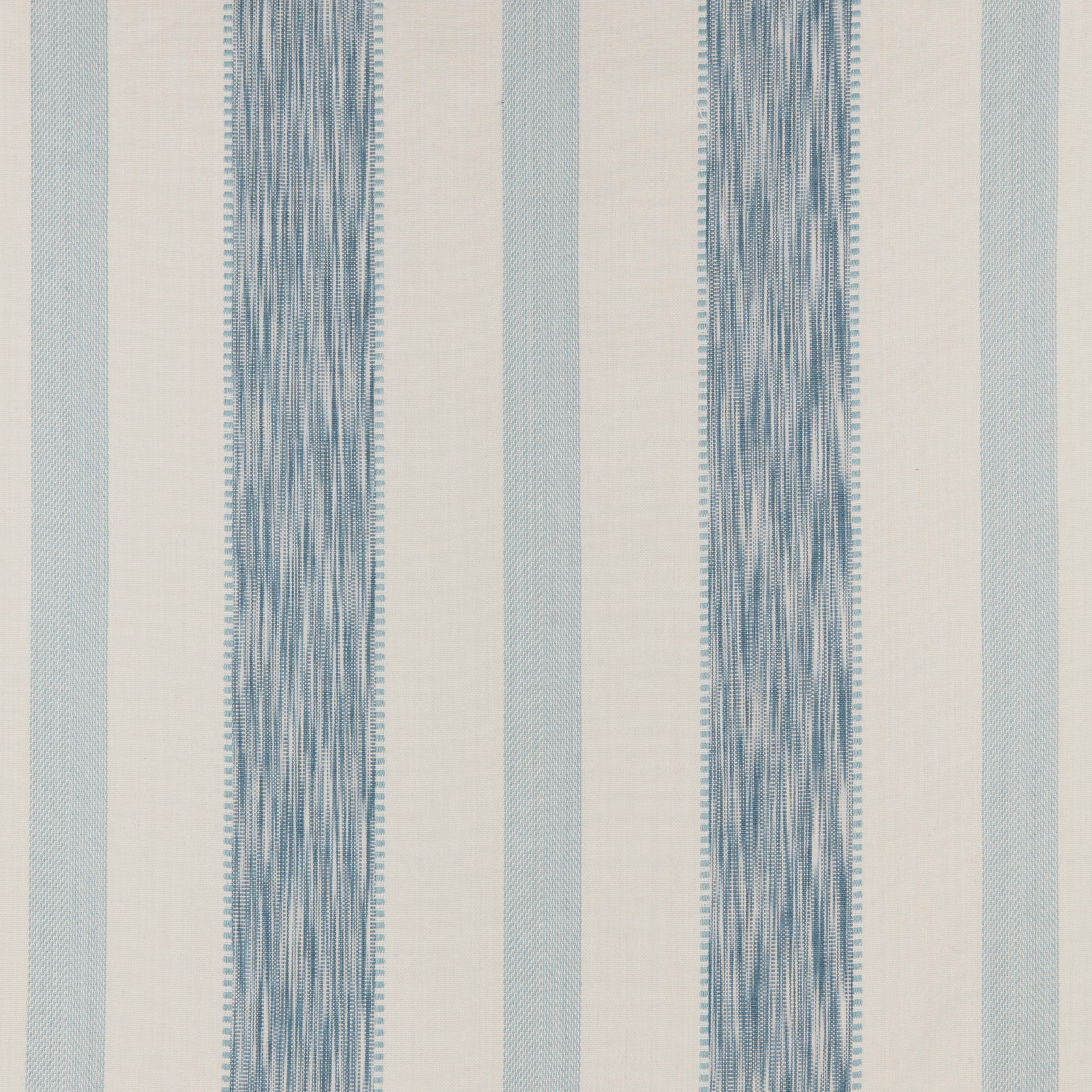 Vertical aqua and white striped cotton fabric with fine woven texture
