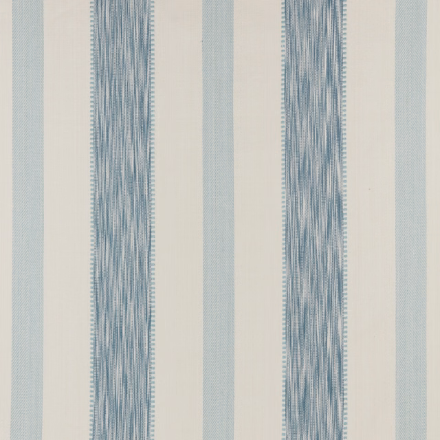 Vertical aqua and white striped cotton fabric with fine woven texture