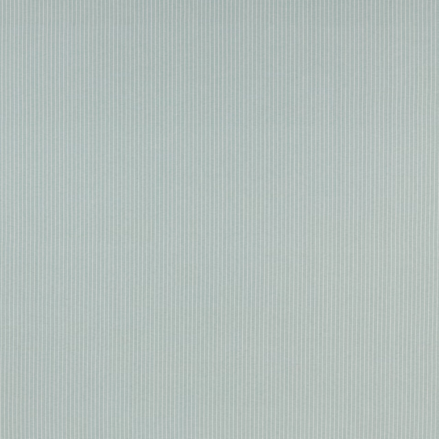 Soft aqua cotton fabric with fine vertical white pinstripes