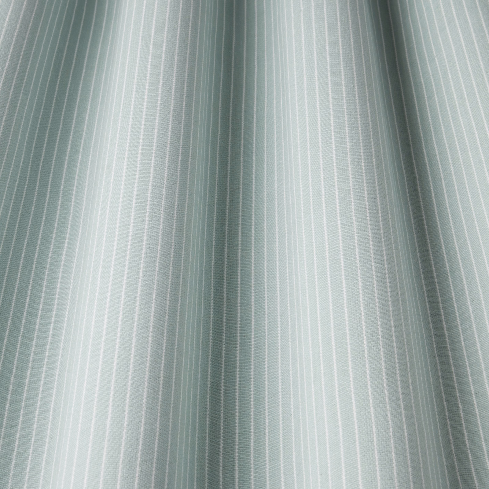 Pale aqua cotton stripe fabric with fine white vertical pinstripes