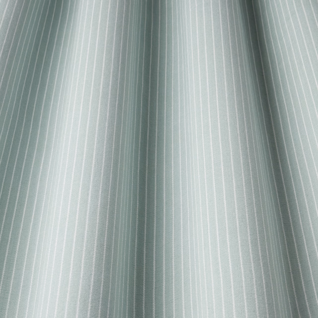 Pale aqua cotton stripe fabric with fine white vertical pinstripes