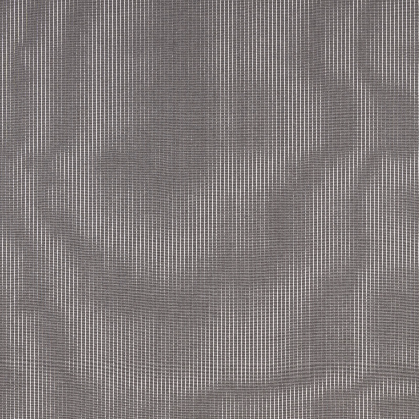 Close-up of a soft mineral grey cotton stripe fabric with fine pale vertical lines
