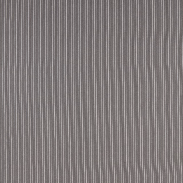 Close-up of a soft mineral grey cotton stripe fabric with fine pale vertical lines