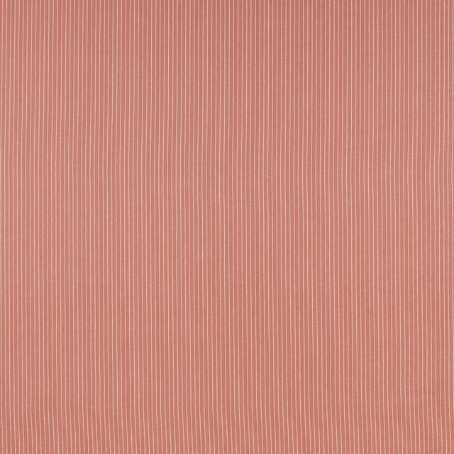 Dusty raspberry cotton fabric with fine pale vertical pinstripes