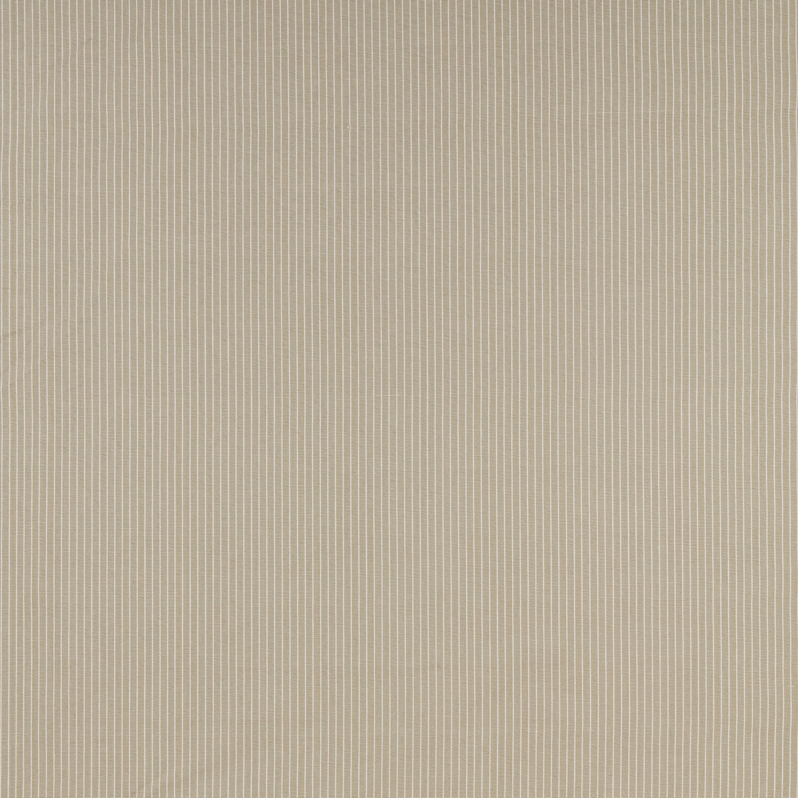 Fine vertical taupe pinstripes on a soft pale cotton fabric swatch