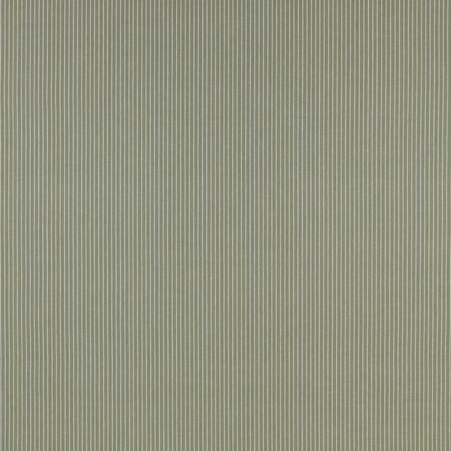 Muted willow green cotton stripe with fine pale vertical pinstripes
