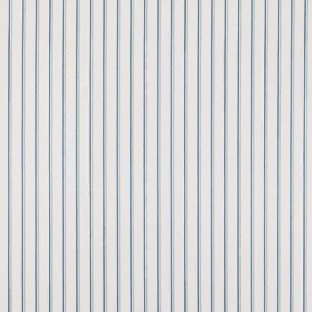 Pale cotton fabric with slim vertical aqua-blue stripes