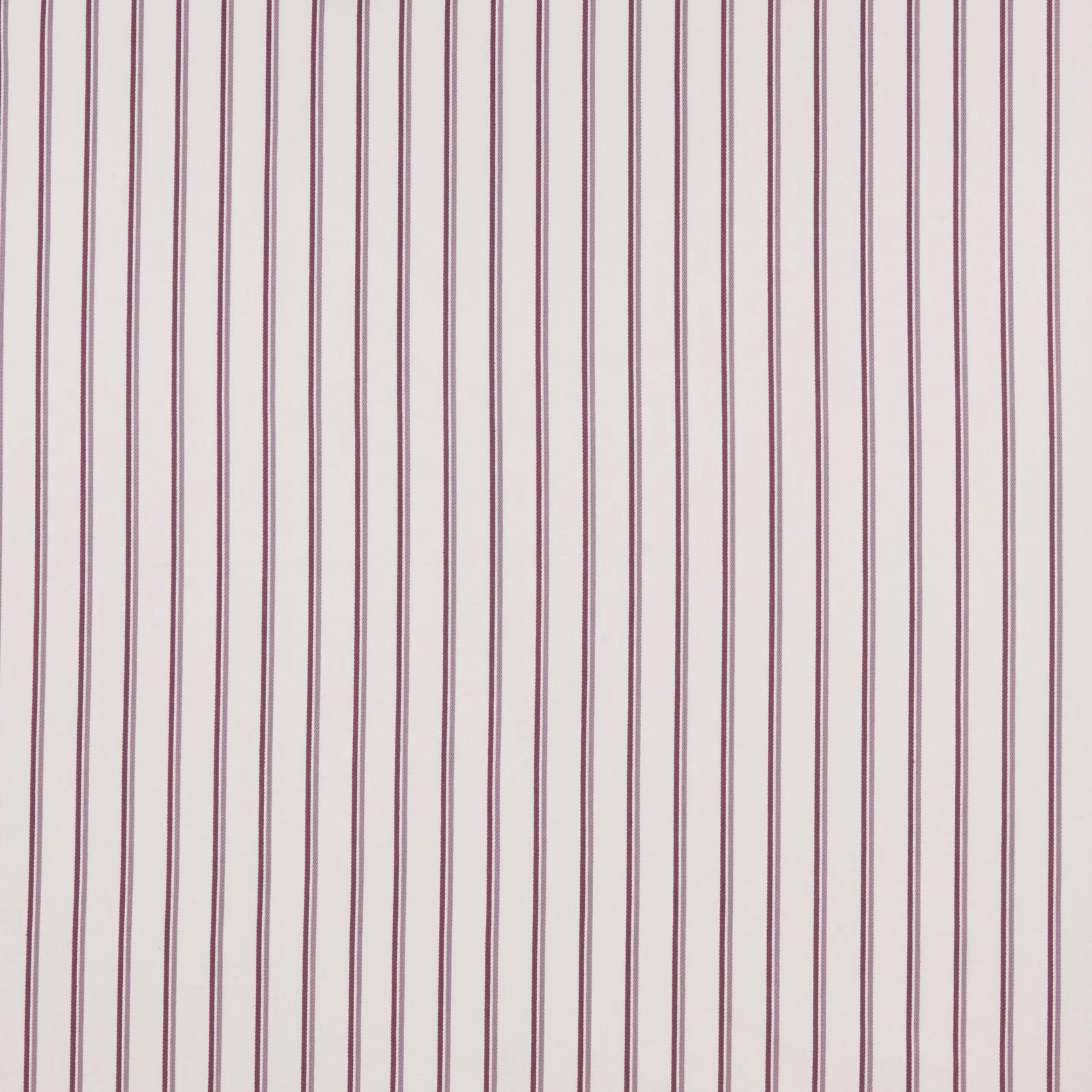 Vertical dusty grape pinstripes on a pale cotton ground